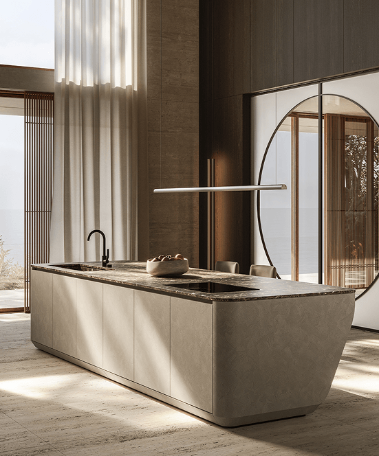 A broader selection of materials and tones allows greater design flexibility while maintaining Veneto’s clean architectural language.