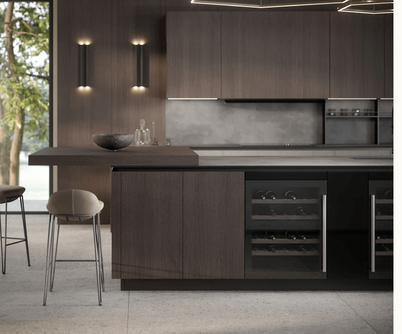 A broader selection of materials and tones allows greater design flexibility while maintaining Veneto’s clean architectural language.